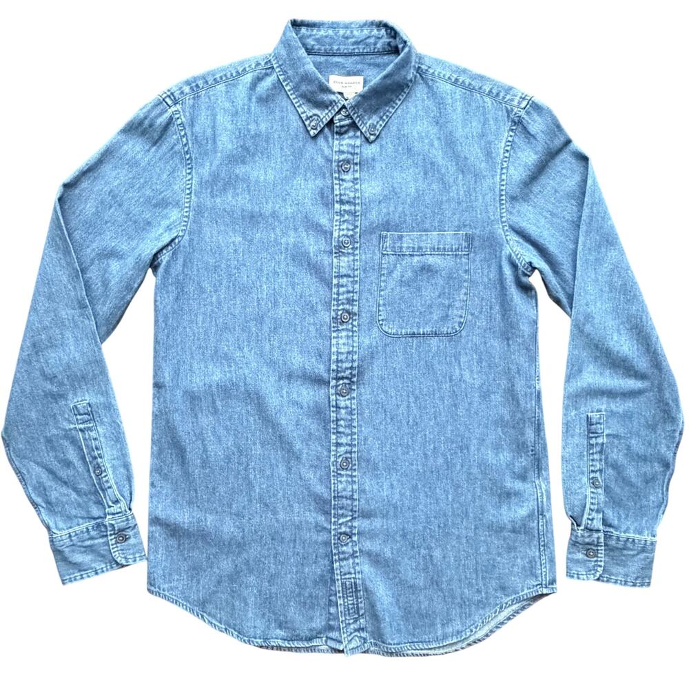 Club Monaco Slim Fit Denim Button Down Shirt Size S 100% Cotton